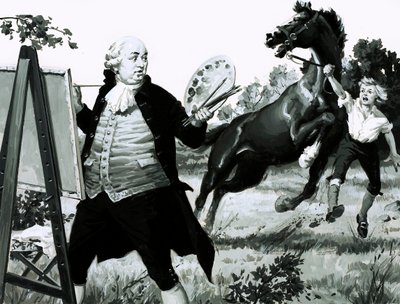 Als das Pferd sein Porträt sah, bäumte es sich vor Schreck auf von English School