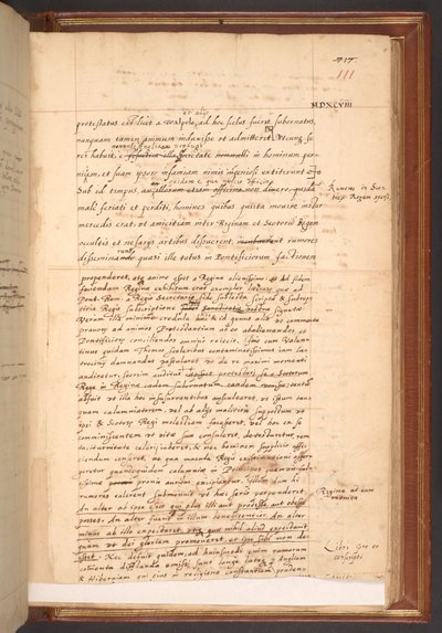 William Camdens Bericht über die Herrschaft von Elisabeth I., Cotton MS Faustina III f.111r von English School