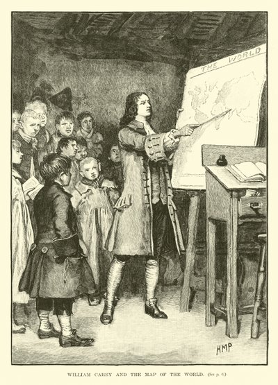 William Carey und die Weltkarte von English School