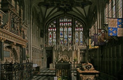 Fenster mit dem Ostfenster der Beauchamp-Kapelle von English School