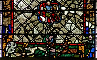 Fenster w40, Darstellung eines Randpanels mit Hirschjagd von English School