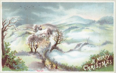 Winterliche Szene, Weihnachtskarte von English School