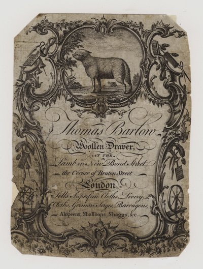 Wolltuchhändler, Thomas Barton, Visitenkarte von English School