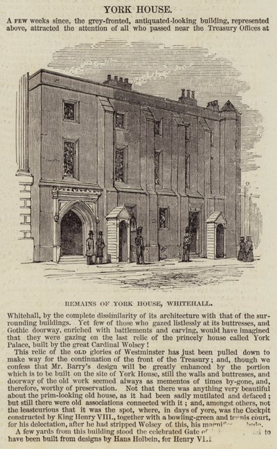 York House, Whitehall (Gravur) von English School