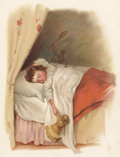 Schlafendes junges Mädchen von English School