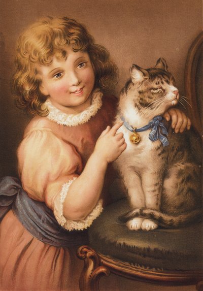 Junges Mädchen mit einer Katze von English School