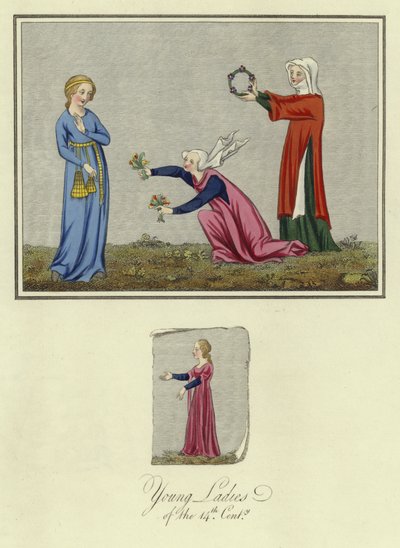 Junge Damen des 14. Jahrhunderts von English School