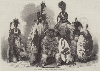 Zulu-Kaffern von Natal, Südafrika (Gravur) von English School