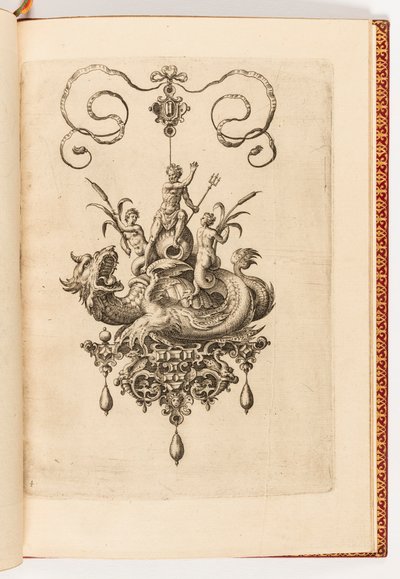 Druck, Platte 4, aus Bullarum Inaurium etc. Archetypi Artificiosi Pars Altera (Anhänger, Ohrringe, etc. Designs der geschicktesten Art, Teil Zwei) von Engraved by Adriaen Collaert