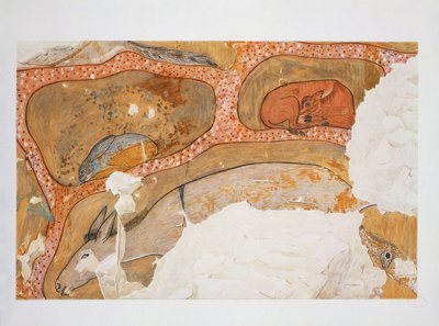 Details aus einer Jagdszene, Hase und Reh von Erich Lessing