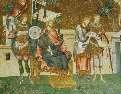 Gouverneur Cyrenus, ein Wächter und die Beamten lesen die Namensliste für die Volkszählung von Erich Lessing