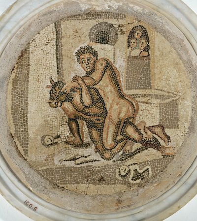 Theseus kämpft gegen den Minotaurus, Tondo von Erich Lessing