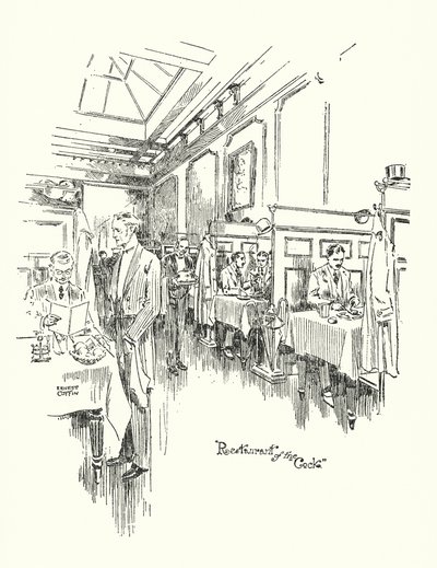 Altes London: Restaurant der Cock Tavern von Ernest (after) Coffin