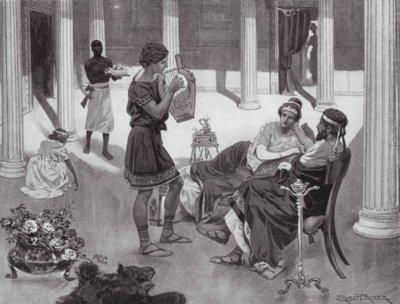 Das Innere eines griechischen Hauses, IV. Jahrhundert v. Chr. von Ernest (after) Prater