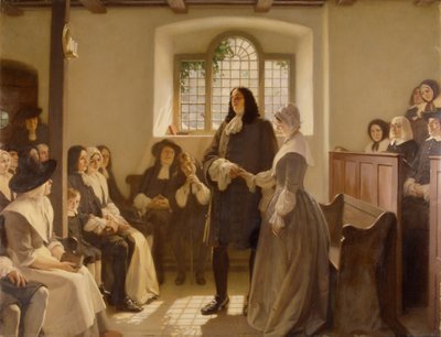 Die Hochzeit von William Penn und Hannah Callowhill im Versammlungshaus der Freunde, The Friary, Bristol von Ernest Board