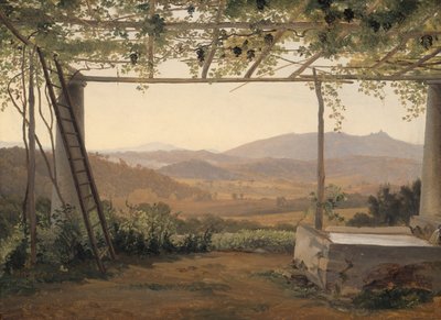 Brunnen und Pergola in Italien von Ernest Christian Frederik Petzholdt