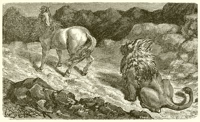 Das Pferd und der Löwe von Ernest Henry Griset