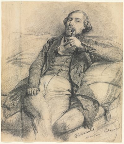 Mann raucht, 1800er von Jean Louis Ernest Meissonier