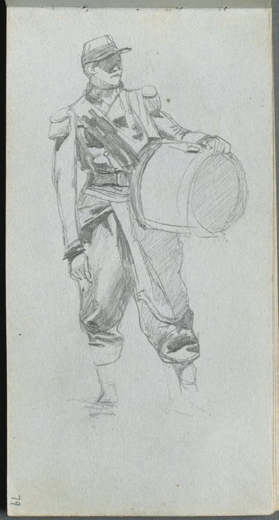 Skizzenbuch, Seite 79: Soldat mit Trommel von Jean Louis Ernest Meissonier