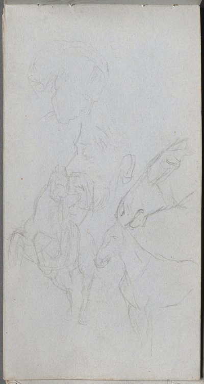 Skizzenbuch, Seite 90: Studie von Pferden, Profile von Ernest Meissonier