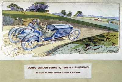 Rennen: der Gordon Bennett Cup 1905 - Zeichnung von Ernest Montaut (1878-1909) von Ernest Montaut