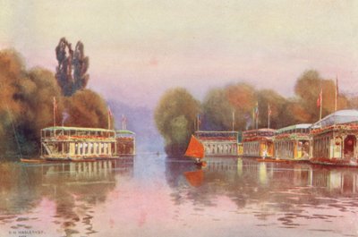 Fluss Themse: Hausboote in Henley von Ernest William Haslehust