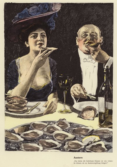 Austern essen in einem Restaurant von Ernst (after) Heilemann