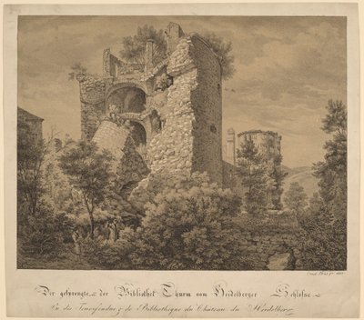 Der Gesprengte und der Bibliotheksturm des Heidelberger Schlosses von Ernst Fries