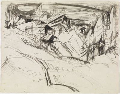 Alp mit Hütten und Tannen von Ernst Ludwig Kirchner