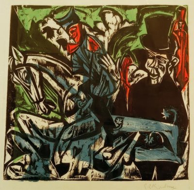 Begegnung Schlemihls mit dem grauen Männlein auf der Straße von Ernst Ludwig Kirchner