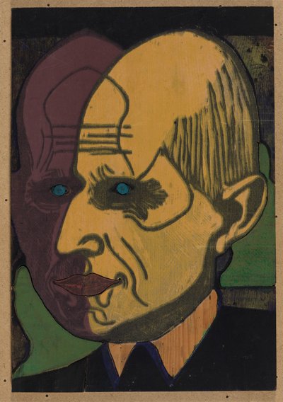 Kopf Dr. Bauer, Farbstock II von Ernst Ludwig Kirchner