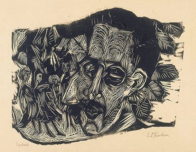 Kopf Dr. Ludwig Binswanger und kleines Mädchen. 1917/18 von Ernst Ludwig Kirchner