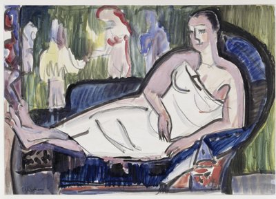 Liegende Frau auf Kanapee von Ernst Ludwig Kirchner