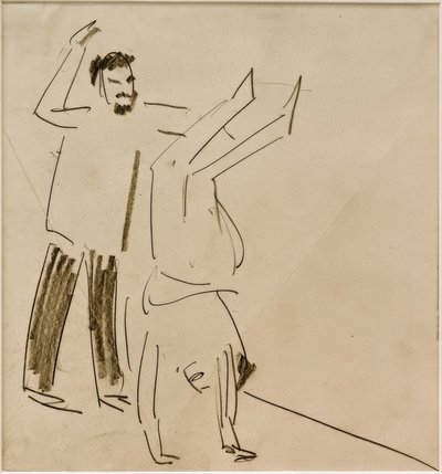Ohne Titel (Mann mit Mädchen im Handstand) von Ernst Ludwig Kirchner
