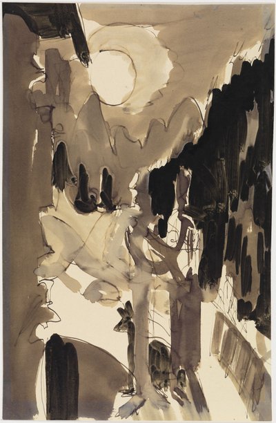 Paar im Mondlicht vor dem Haus von Ernst Ludwig Kirchner