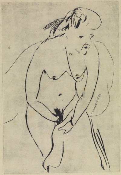 Sich abtrocknende Badende mit Handtuch und Halskette von Ernst Ludwig Kirchner