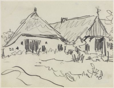 Zwei Bauernhäuser auf Fehmarn von Ernst Ludwig Kirchner