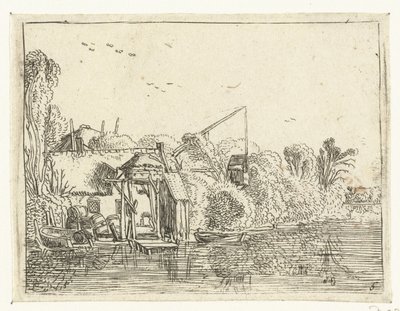Brauerei am Ufer eines Flusses von Esaias van de Velde