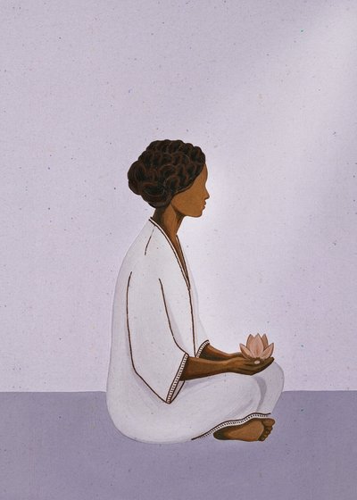 Meditierende Frau mit Lotus von Essa Van Reis