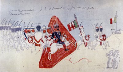 Abessinische Zeichnung, die General Baratieri zeigt, wie er nach Adigrat geht von Ethiopian School