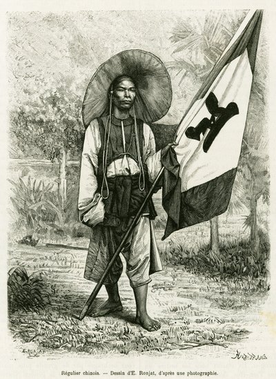 Chinesische Herrschaft. Gravur von E. Ronjat, nach einer Fotografie, zur Illustration der Geschichte Trente mois au Tonkin, 1884, von Dr. Hocquard, in Le Tour du monde 1889, unter der Leitung von Edouard Charton (1807-1890), Hachette, Paris. von Etienne Antoine Eugene Ronjat