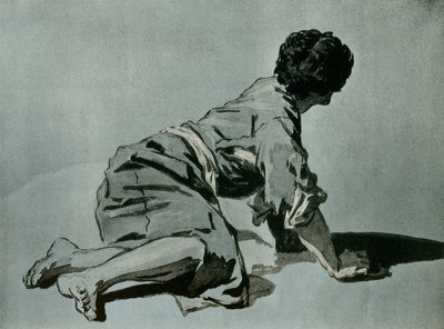 Studie eines hockenden Jungen auf dem Boden von Etienne Aubry