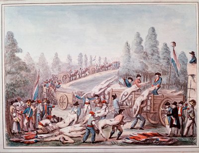 Transport von Leichen während der Revolution (Aquarell, ca. 1790) von Etienne Bericourt