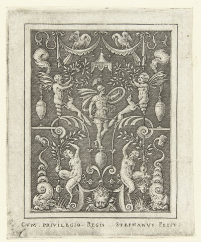 Mars Vlakdecoraties mit Götterfiguren in einem Rahmen von Grotesken (spätere Version) (Serientitel) von Etienne Delaune