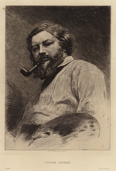 Gustave Courbet, französischer Maler der Realismusbewegung. Radierung von Etienne Gabriel Bocourt von Etienne Gabriel Bocourt