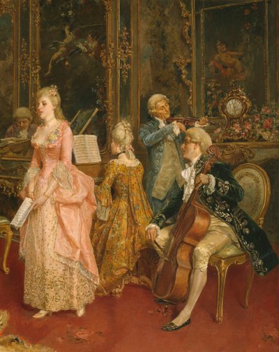 Konzert zur Zeit von Mozart, 1853 (Detail) von Ettore Simonetti