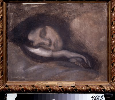 Schlafender Frauenkopf von Eugène Carrière