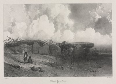 Pittoreske und romantische Reisen im alten Frankreich: Bretagne: Dolmen de Parc-ar-Colmen von Eugene Ciceri