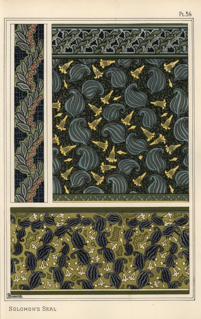 Salomonsiegel, Polygonatum multiflorum, als Designmotiv in Tapeten, Bordüren und Stoffen von Eugene Grasset