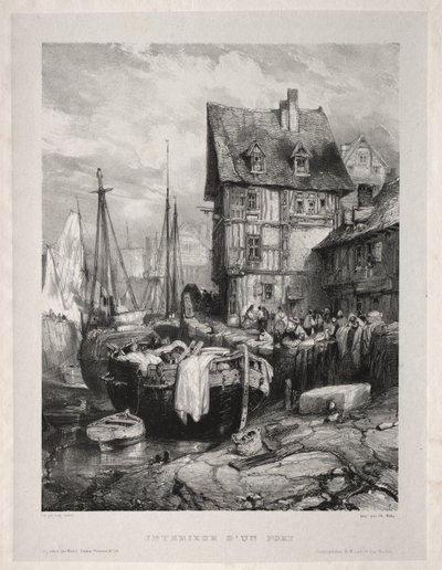 Sechs Marinesoldaten: Innenansicht eines Hafens von Eugene Isabey